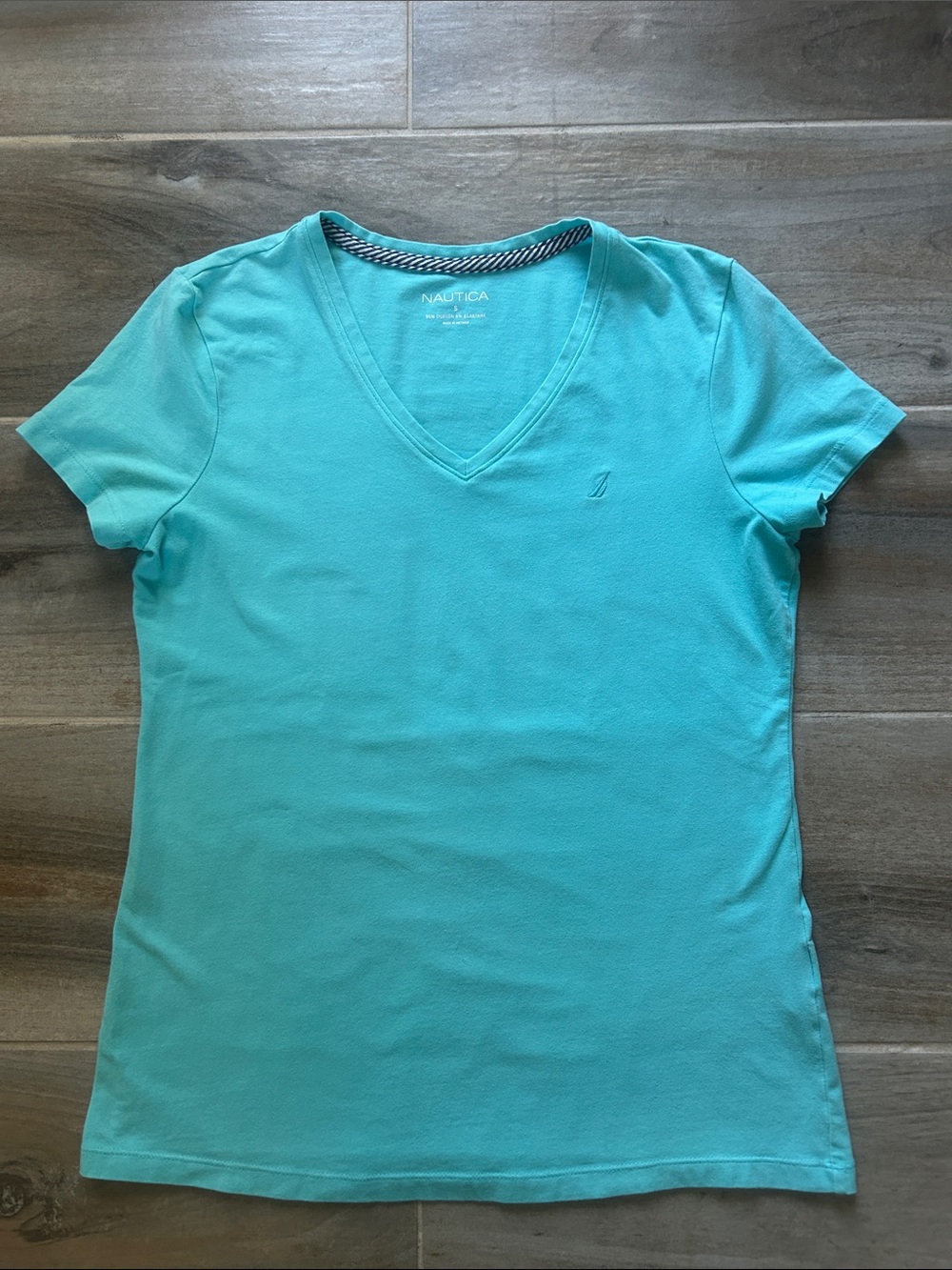 Nautica Women's Teal V-Neck Short Sleeve Tee